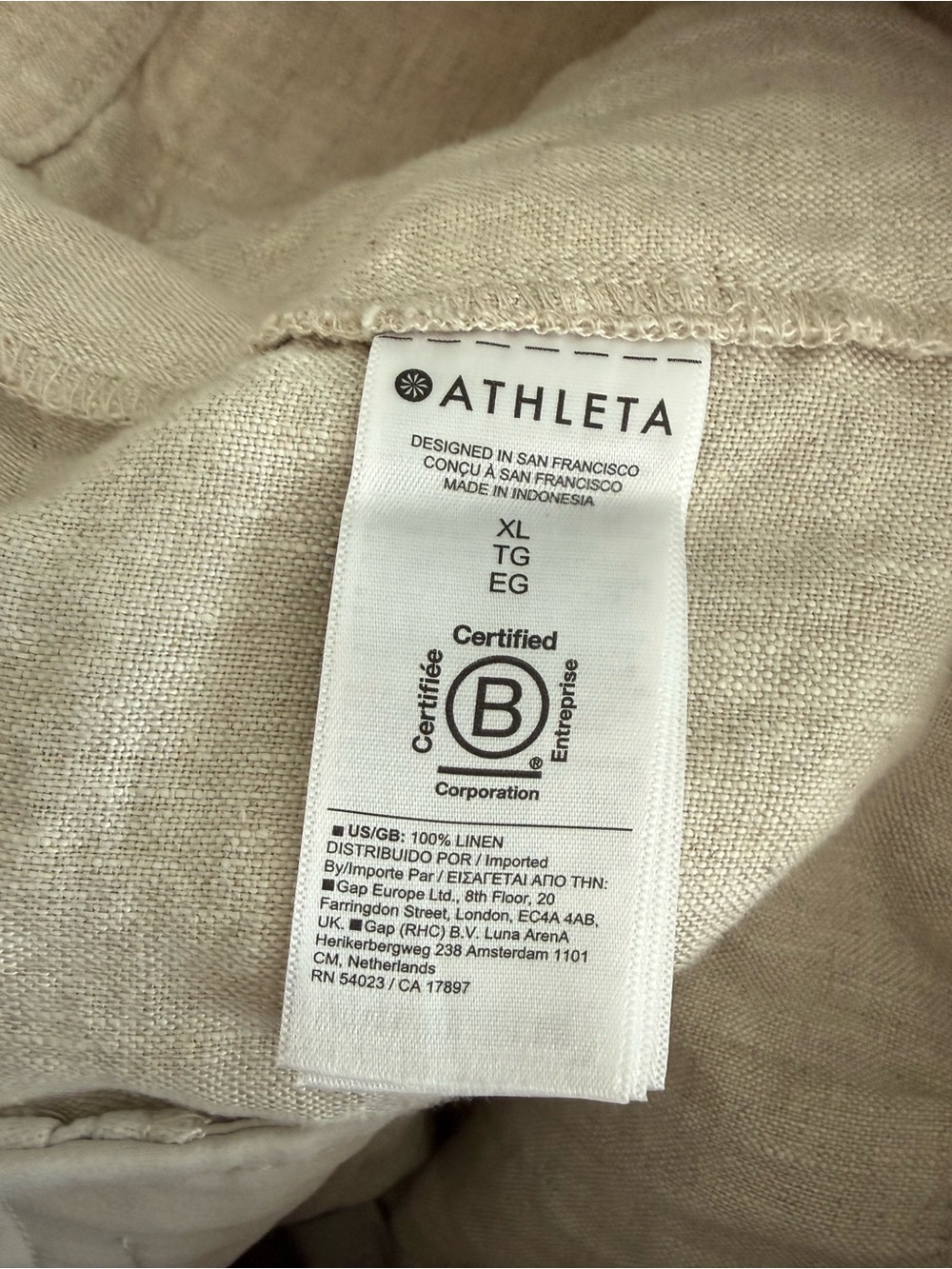 Athleta Retreat High Rise Wide Leg Linen Pants Natural Beige Women's XL - Picture 8 of 10